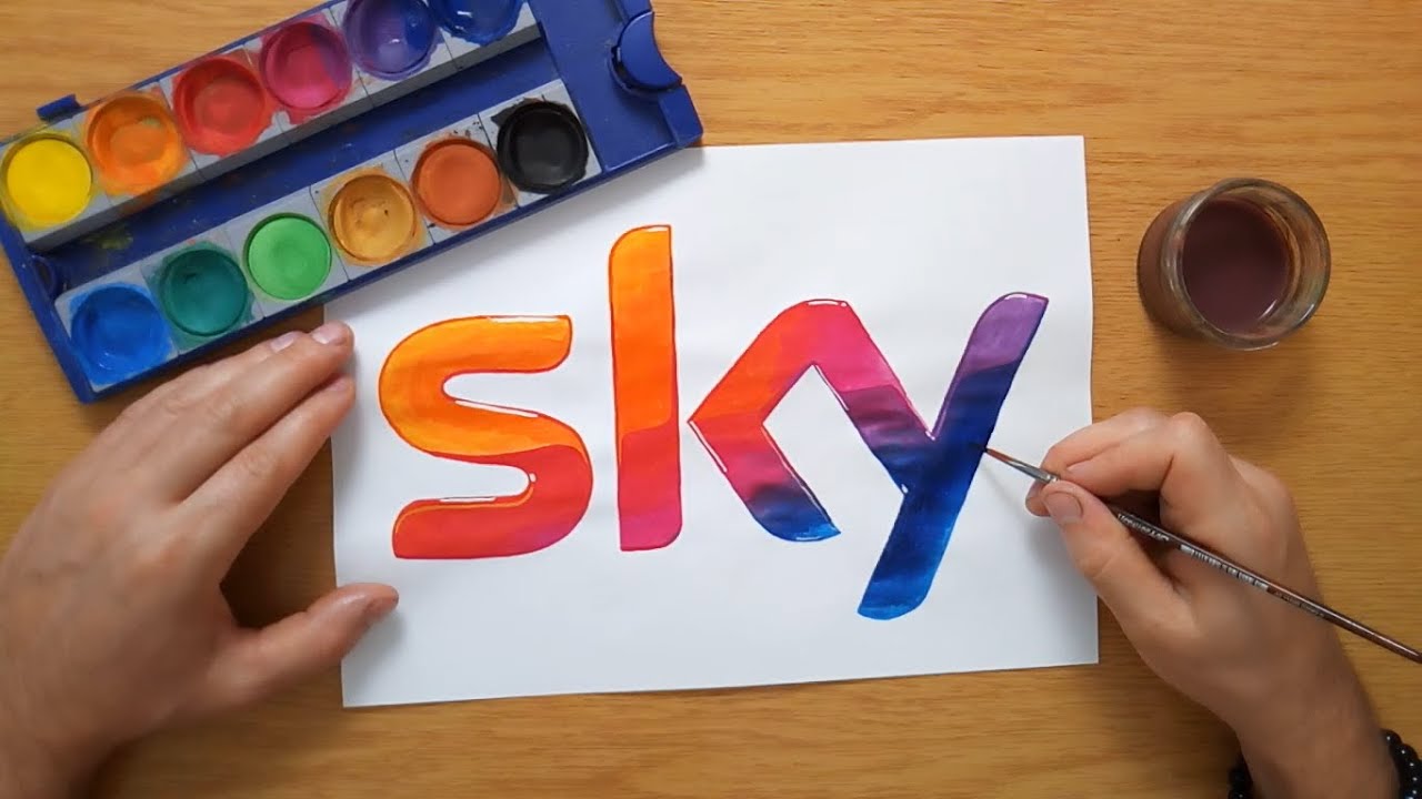How to draw a sky logo - Come disegnare il logo di sky - Cómo dibujar el logo de sky