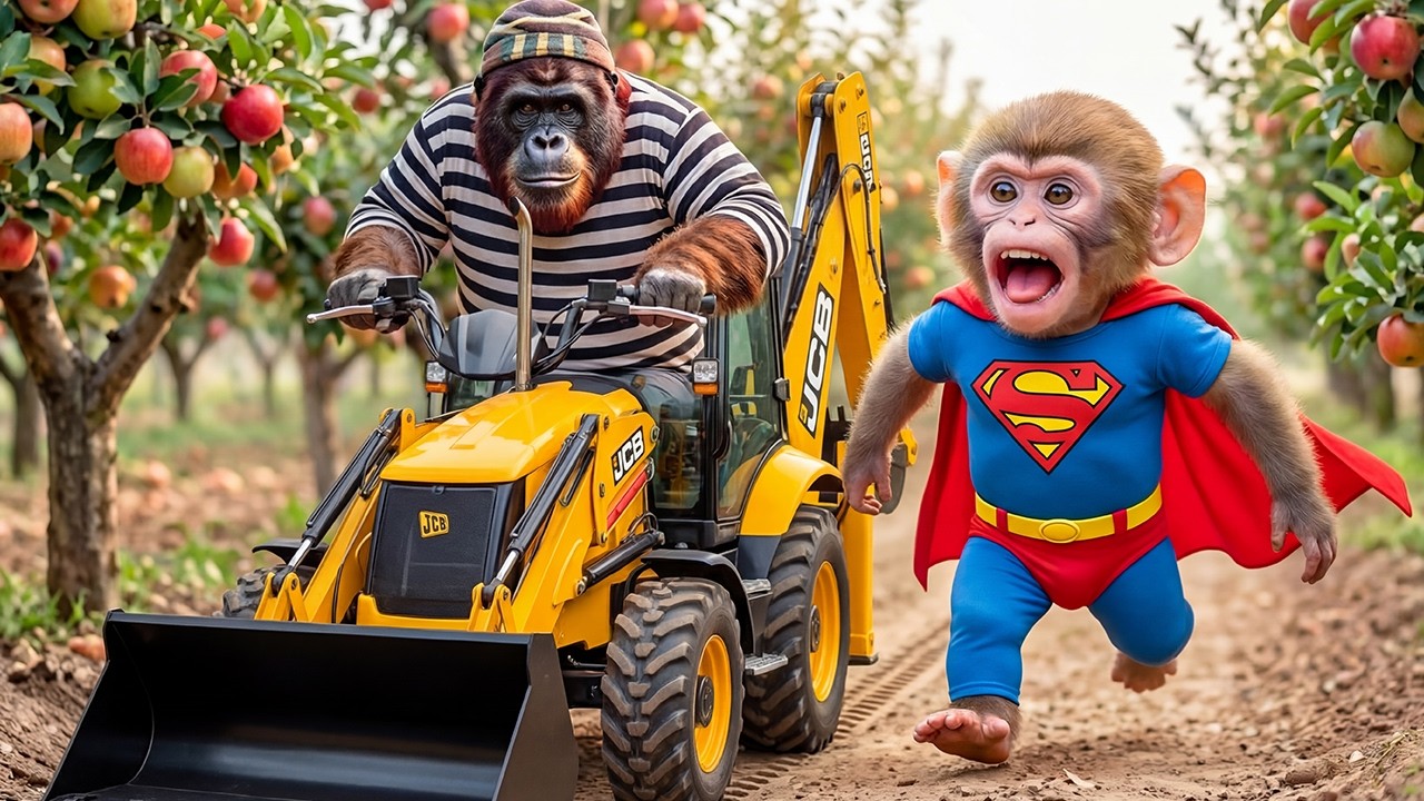 Обезьянка Нана управляет трактором-экскаватором, чтобы собрать урожай драконьего фрукта и поймать...