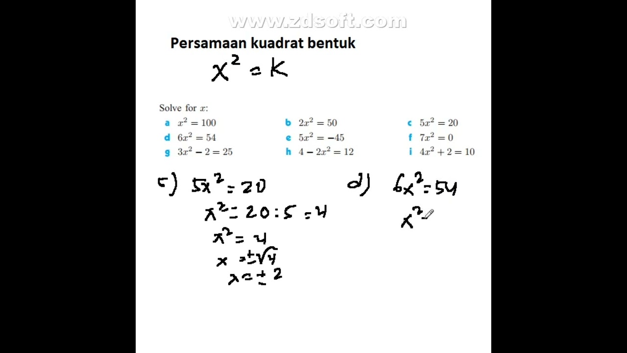 Persamaan kuadrat - quadratic equation bentuk x pangkat 2 = k (part 1) matematika smp sma