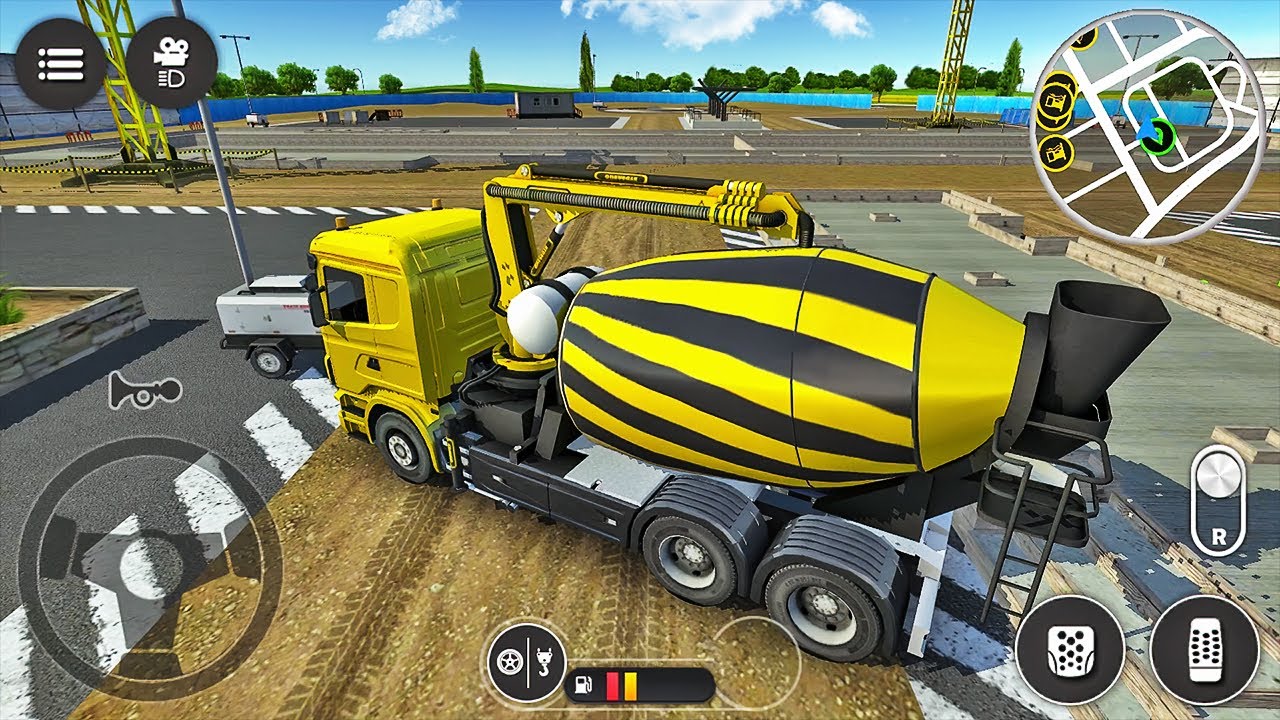 Cement Mixer Truck Driving Simulator - Filling Concrete At Construction Site - Android Gameplay