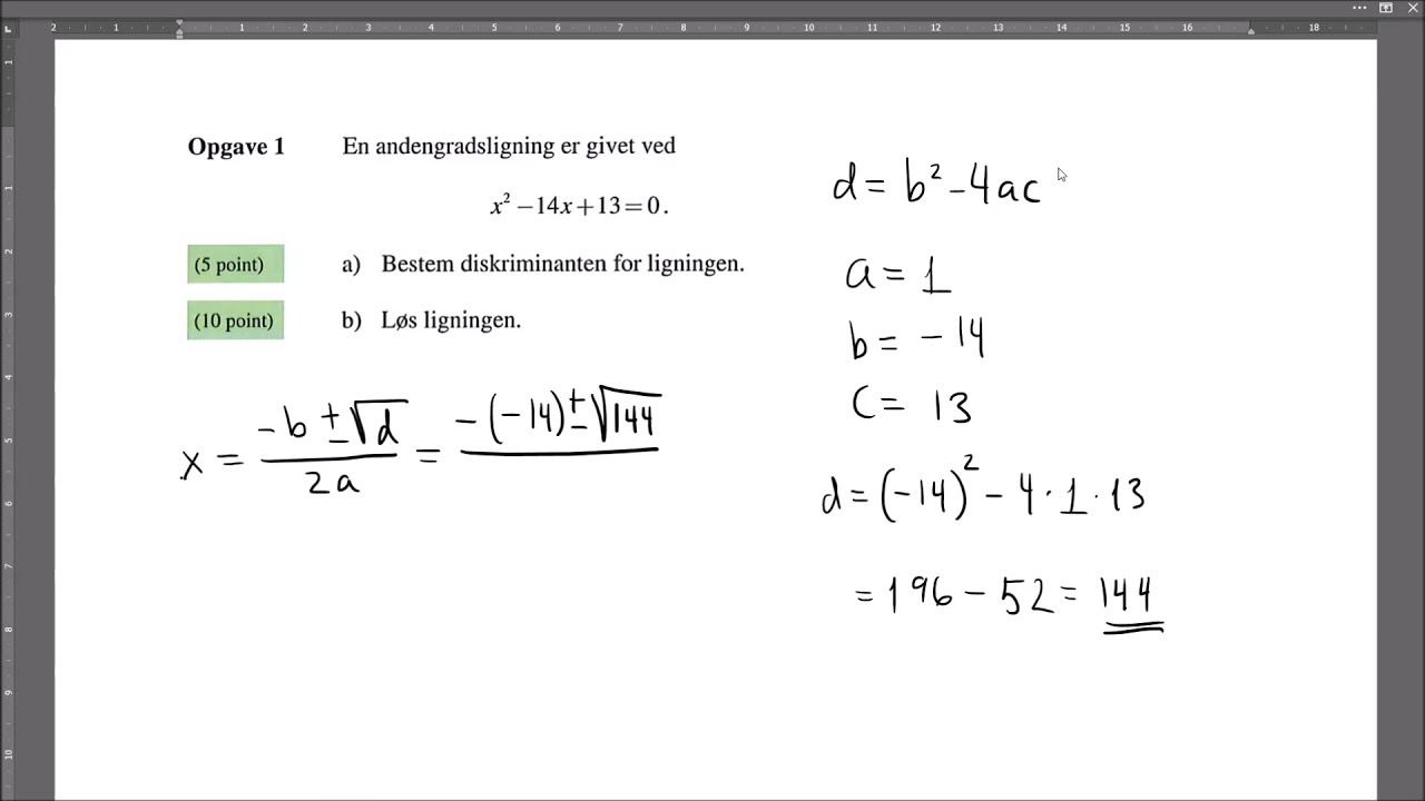Diskriminant og andengradsligning