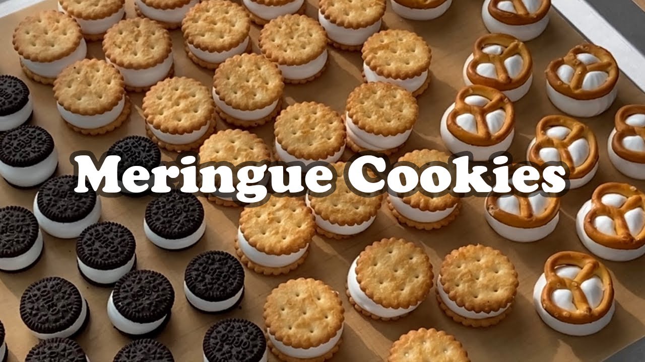 선물하기 좋은 3가지 스위스 머랭쿠키 만들기 /오레오, 프레첼, 야채 크래커 / pretzel, oreo, vegetable cracker swiss meringue cookies
