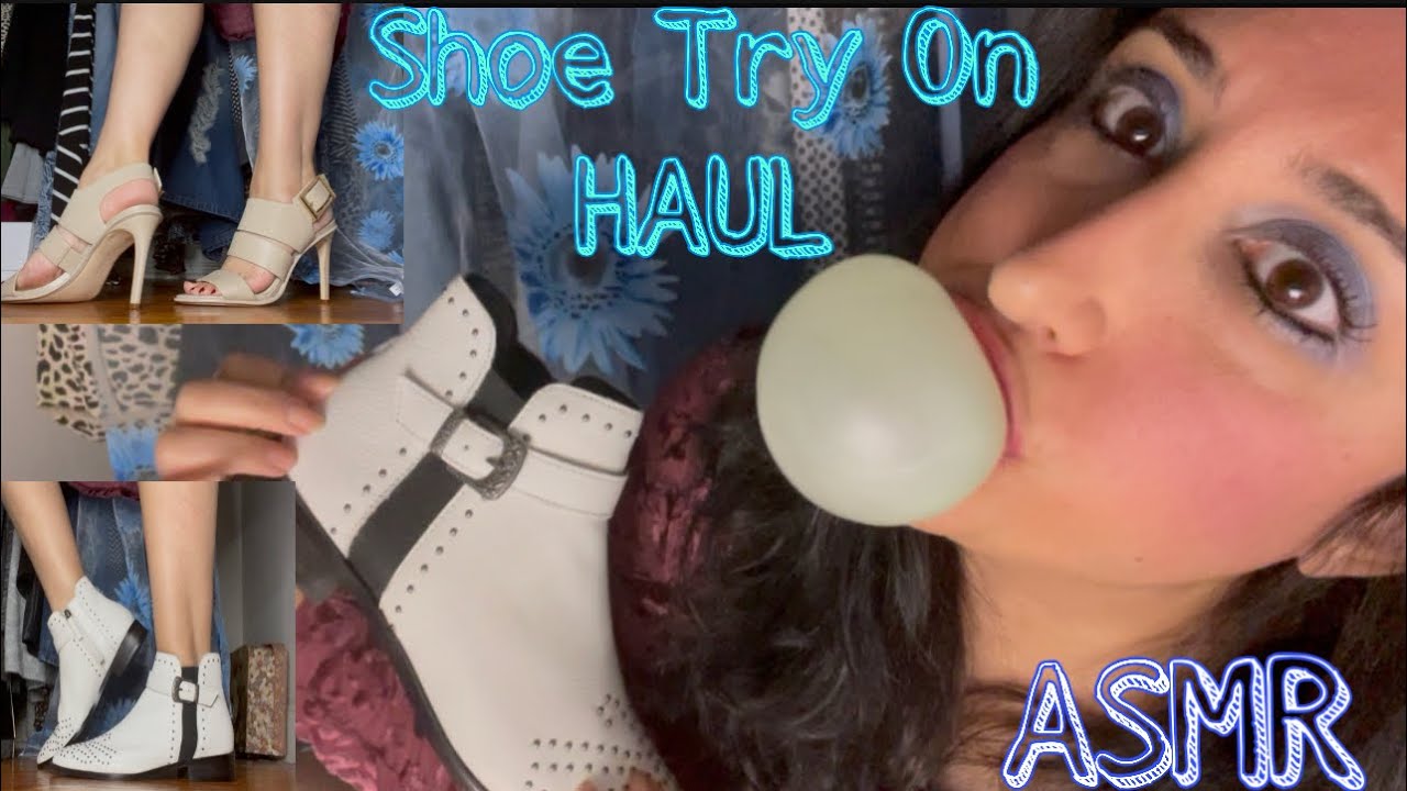 👠 ASMR SHOE Try On Haul and Gum Chewing/ Blowing/ Big League Bubble Gum/ Tapping, Scratching (LoFi)