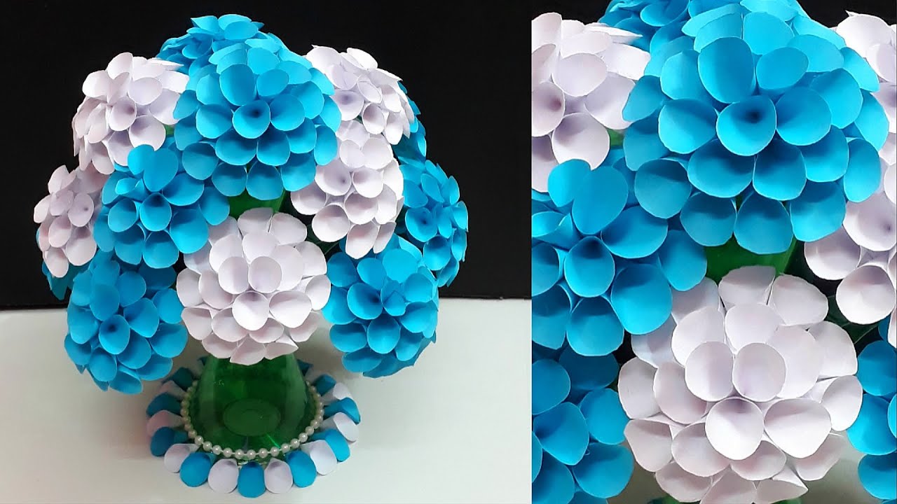 How to make Papers flowers Bouquet or Guldasta with Plastic bottles  |DIY  room decoration idea