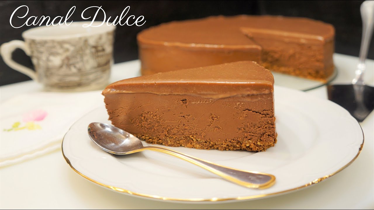 Receta de tarta de queso con chocolate sin gelatina y sin hornear /Gelatin-free chocolate cheesecake