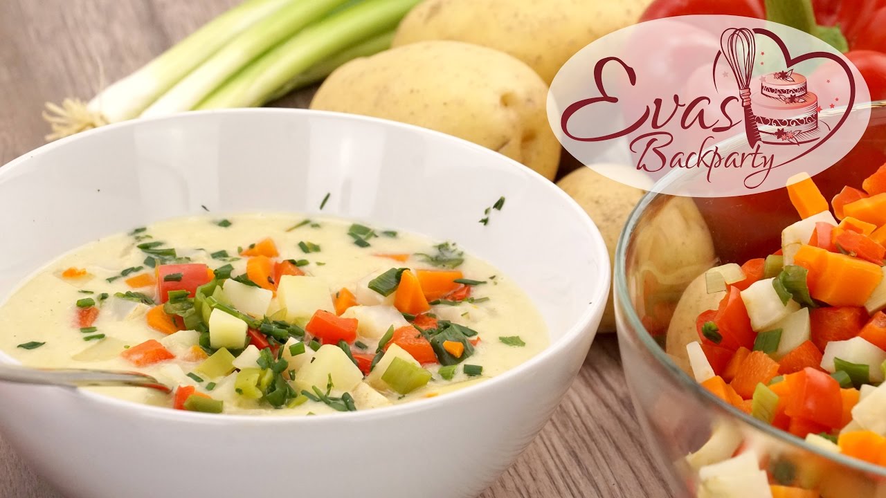 Kartoffel-Suppe mit Gemüse-Einlage / vegetarisch / Herbst Rezept / Kochen evasbackparty