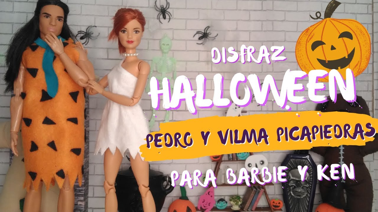 Disfraz HALLOWEEN Pedro y Vilma Picapiedras | Barbie y Ken | Tutorial | DIY | Manualidades fáciles