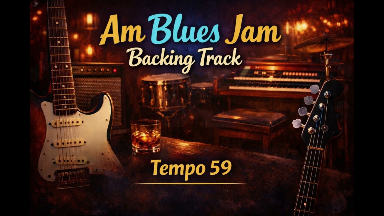 Am Slow Blues Backing Track | 59 BPM | Guitar Practice