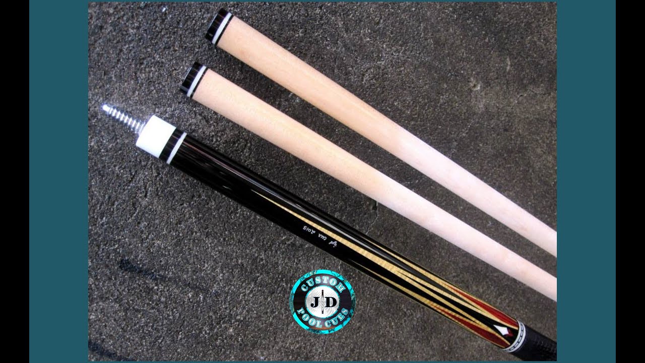 JD Custom Cues - 2013 Ebony with 12 Points of Ebony & Cocobolo recut into Tiger Maple Points