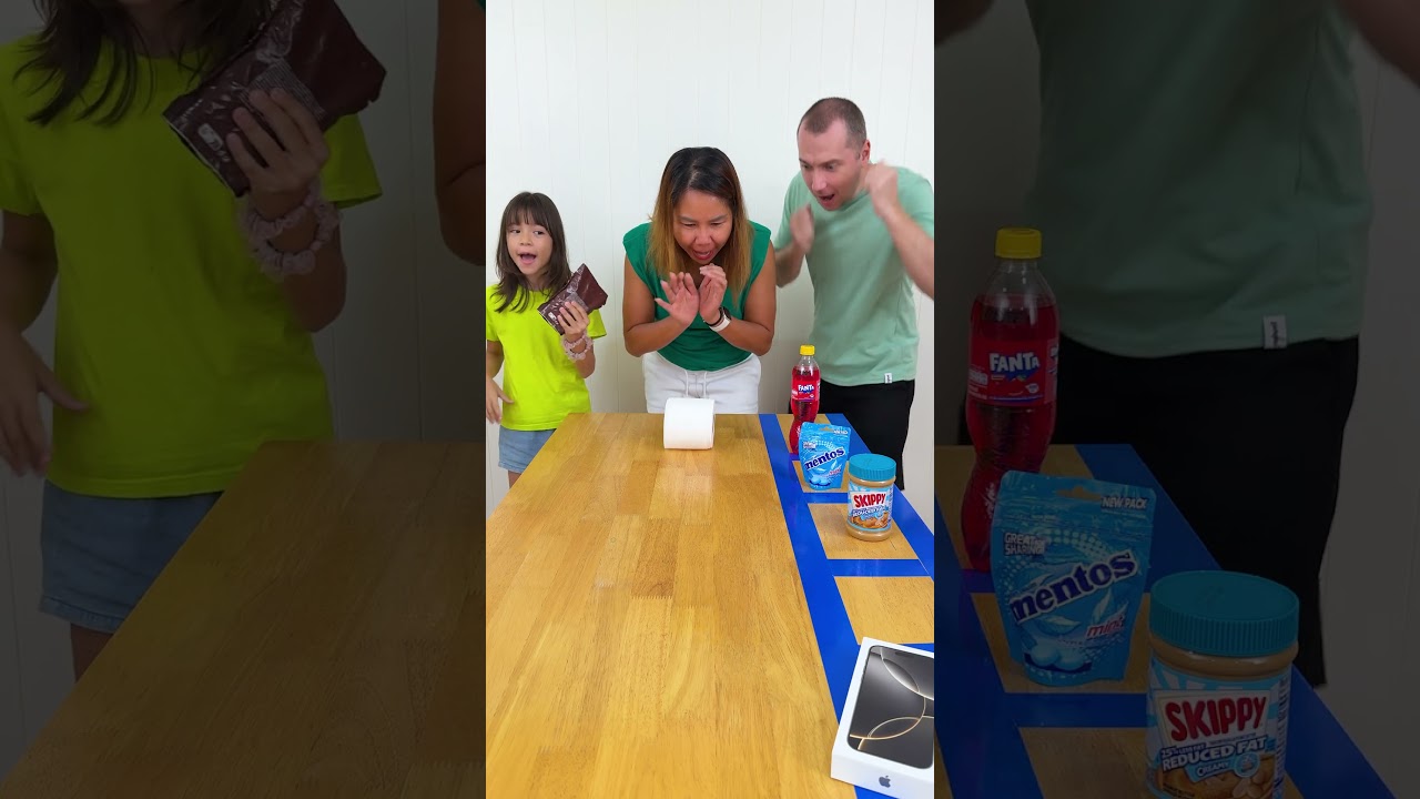 Mentos or iPhone // Toilet Paper Roll Challenge #shorts GamGam Family