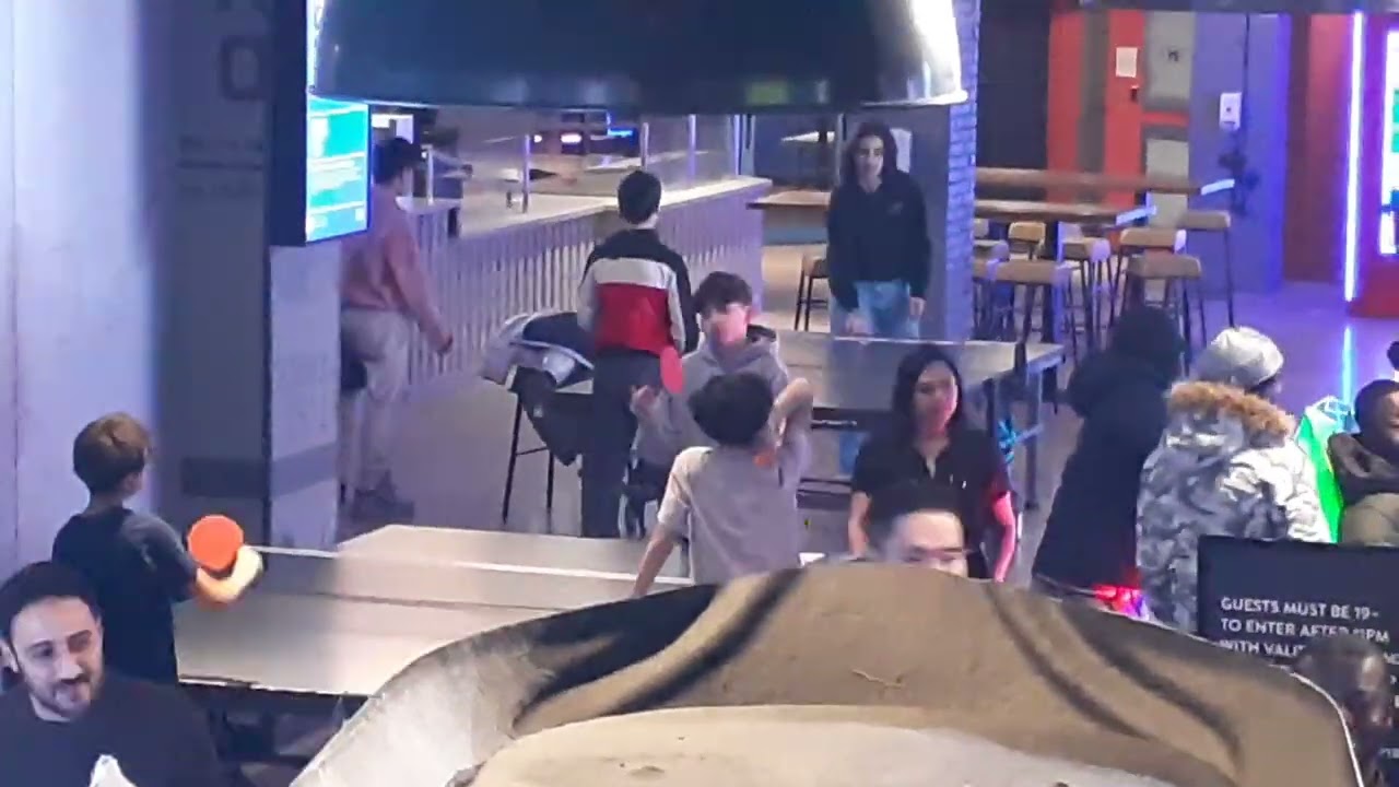 Arcade games and Ping Pong Table Tennis at The Rec Room at Square One Shopping Centre Mall