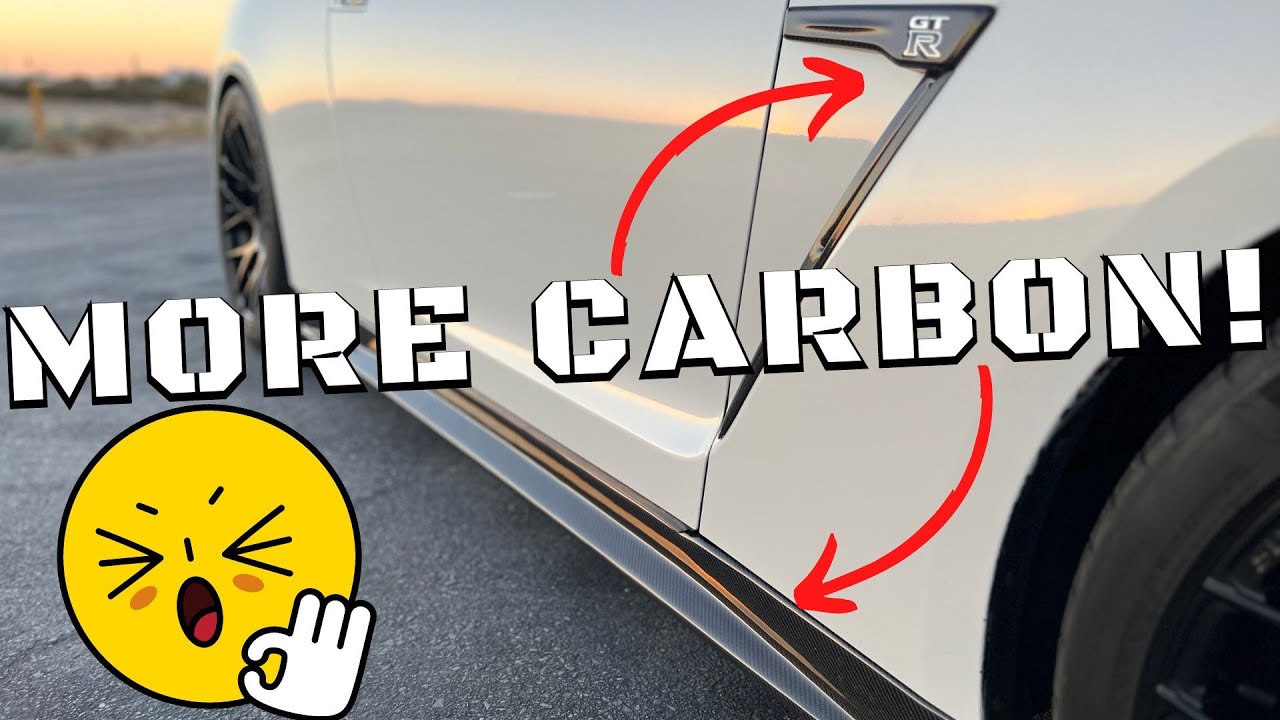 HOW TO INSTALL R35 NISSAN GT-R CARBON FIBER SIDE VENTS & EMBLEM| More Carbon for GZILLA!