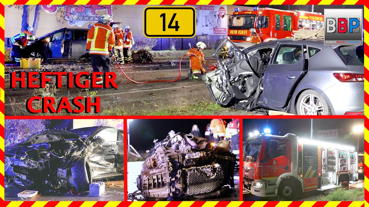 😱 7️⃣ Verletzte bei heftigem Frontalunfall, Motorblock herausgerissen, B14, Backnang, 17.11.2024.