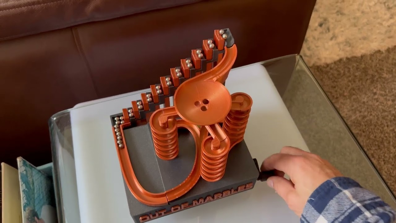 3D Printed Out of Marbles Stairs Marble Machine with Triple Twister Module