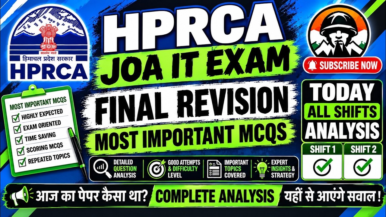 HPRCA JOA IT Exam 2026 | Today All Shifts Analysis | Full Revision Class | IMP MCQs | Himrakshak🎯