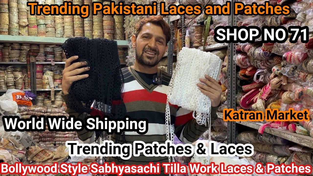 🤩Buy Wow वाली Pakistani Designer  laces cotton dyeable Laces and Patches🔥Katran Market Mangolpuri
