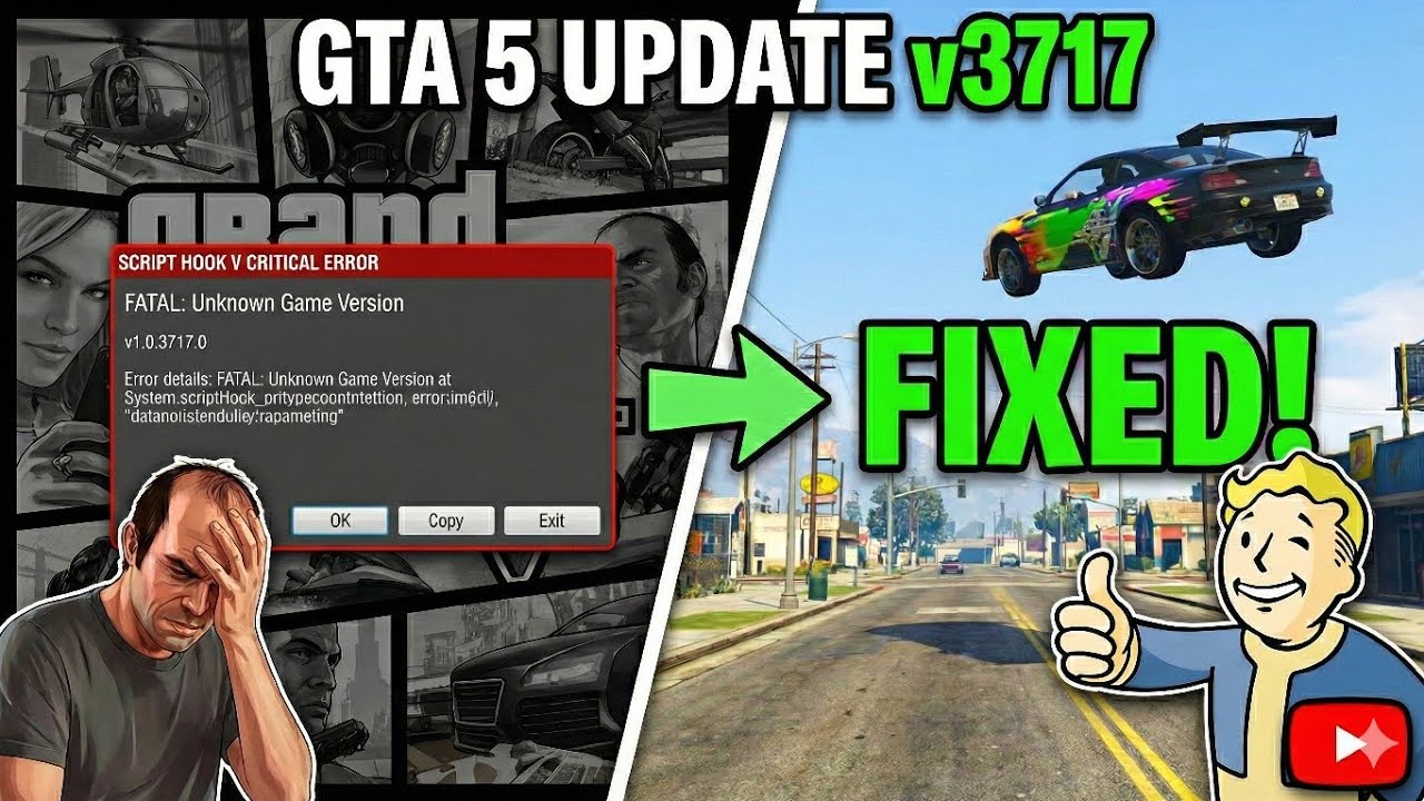 Исправлена ​​критическая ошибка Script Hook V | Обновление GTA 5 v3717 (декабрь 2025 г.) | Без сбоев