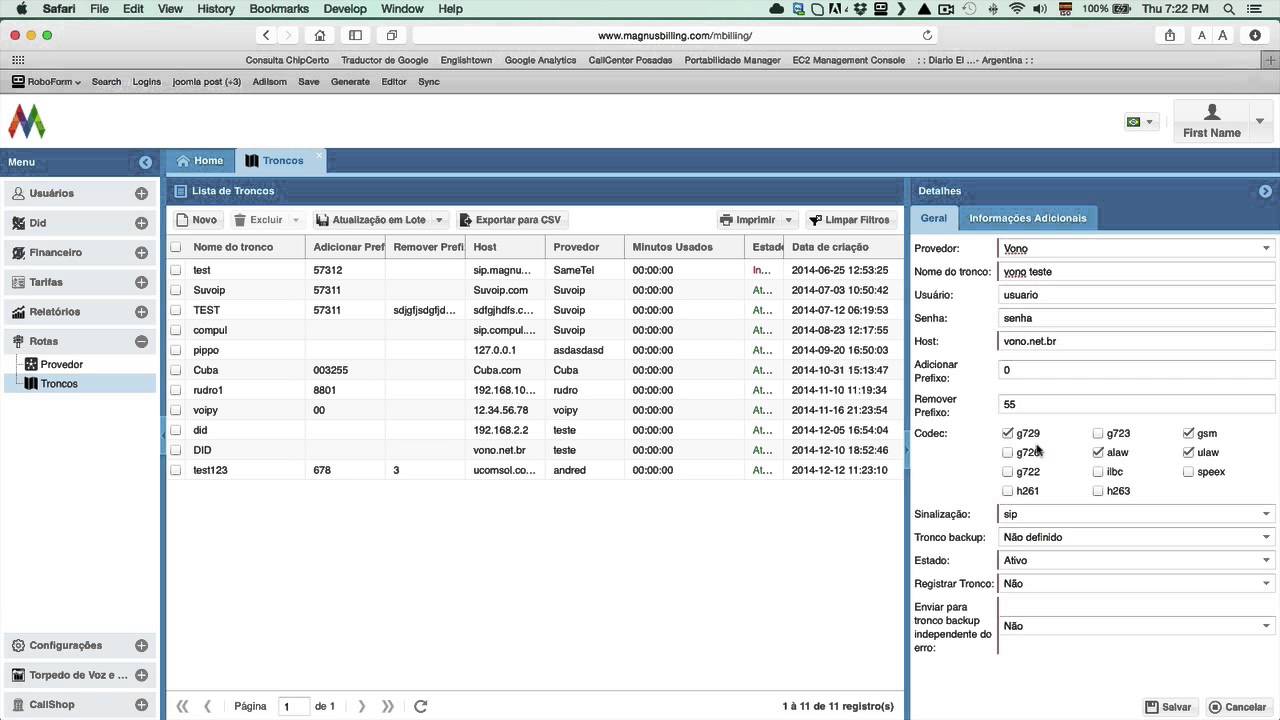 MagnusBilling V4 - Configurar Troncos