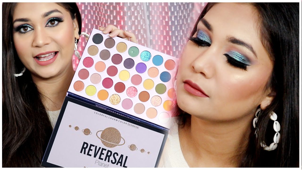 Easy Glitter Peacock Eyes For Beginners Using Beauty Glazed Reversal Planet Palette | Nidhi Katiyar