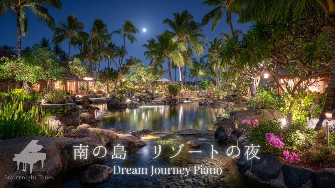 【ピアノBGMライブ】夜のガーデン散歩🌙 ハワイ島・静かなリゾートの夜 | A Quiet Garden Walk in Hawaii 🌙 A Peaceful Resort Night