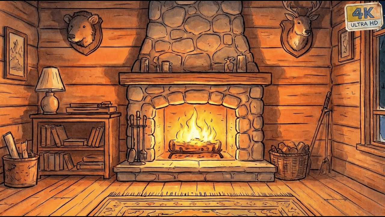 Peaceful Winter Night by the Fireplace ❄️ Smooth Jazz & Fire Sounds Relaxing Ambience