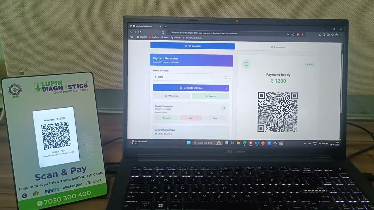 Web-Based BHIM UPI Payment Collection Using Dynamic QR Code Display for Retail Stores & Businesses