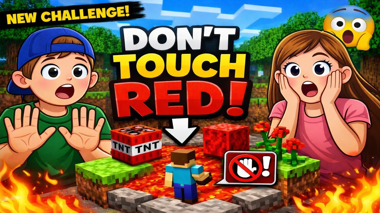 Minecraft Challenge: Don’t Touch RED! (With My Sister 😱) #minecraft #donttouchred #gamingkids