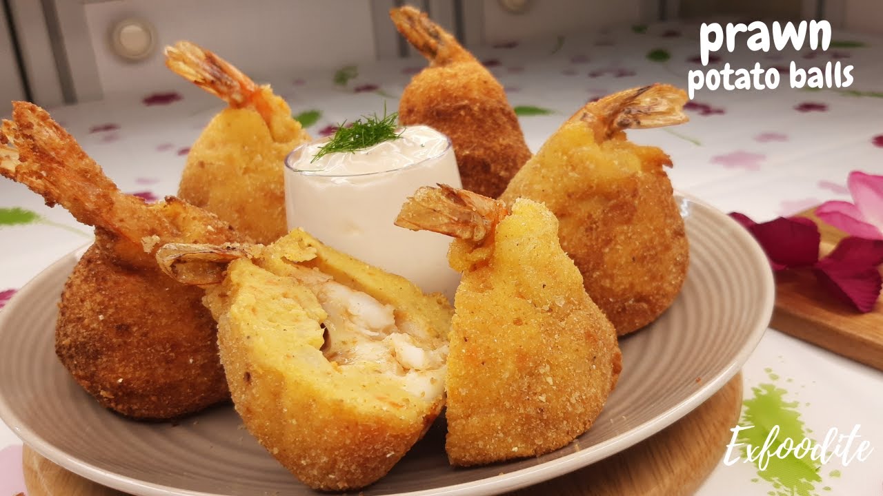 HOW TO COOK PERFECT PRAWN POTATO BALLS - EASY SHRIMP POTATO BALLS / CHEESY POTATO PRAWN SNACK