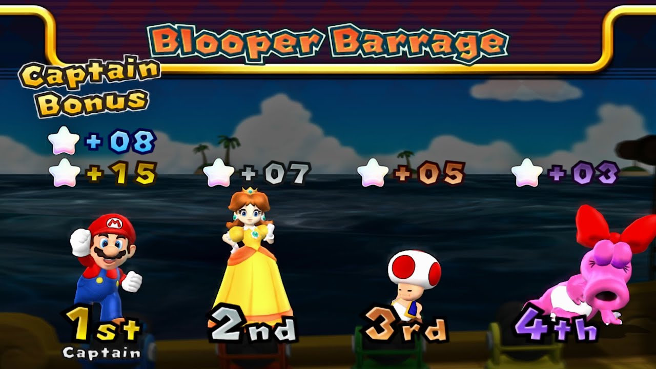 Mario Party 9: Mario, Toad, Daisy and Birdo Battle In Blooper Beach - Alexgamingtv