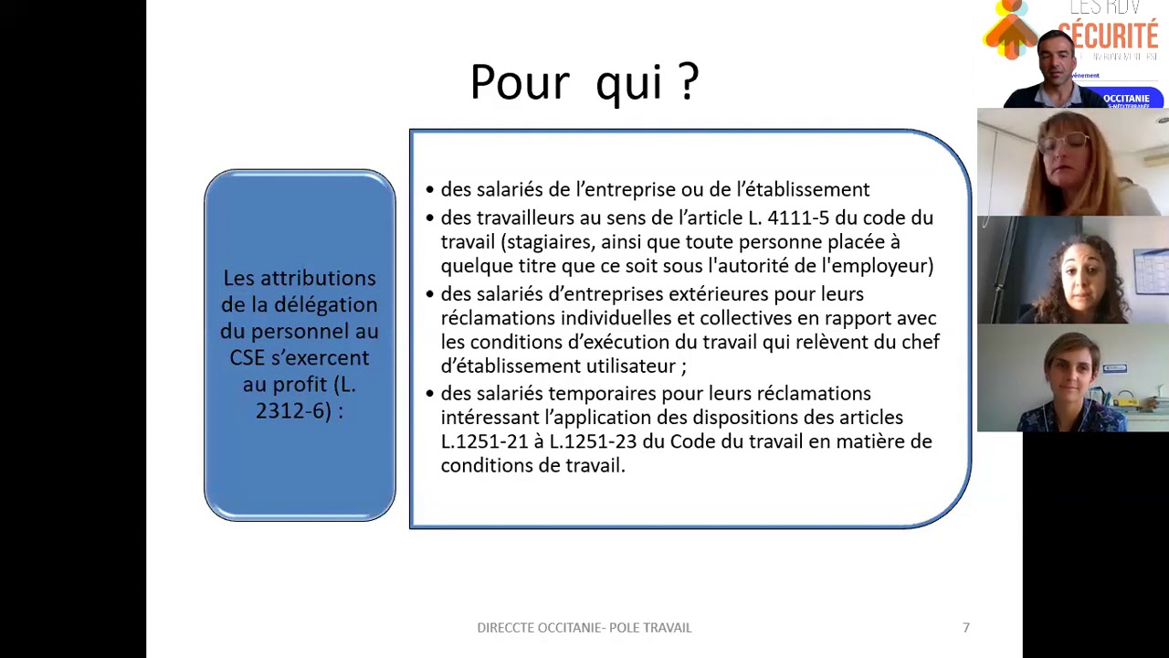 Les RDV Santé et sécurité | Webinaire 6 | Le CSE et les attributions santé sécurité