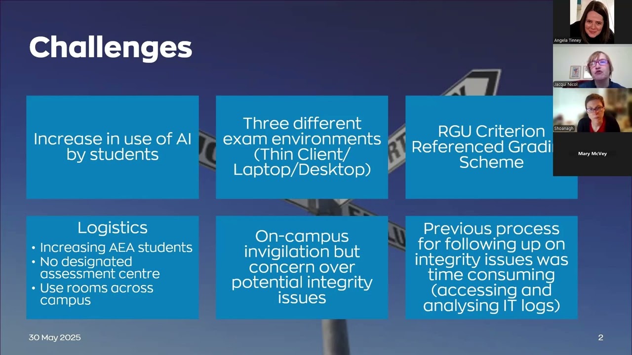 Protecting integrity in computer-based exams. Jacqui Nicol, Dr Shonagh Douglas and Emma Gray