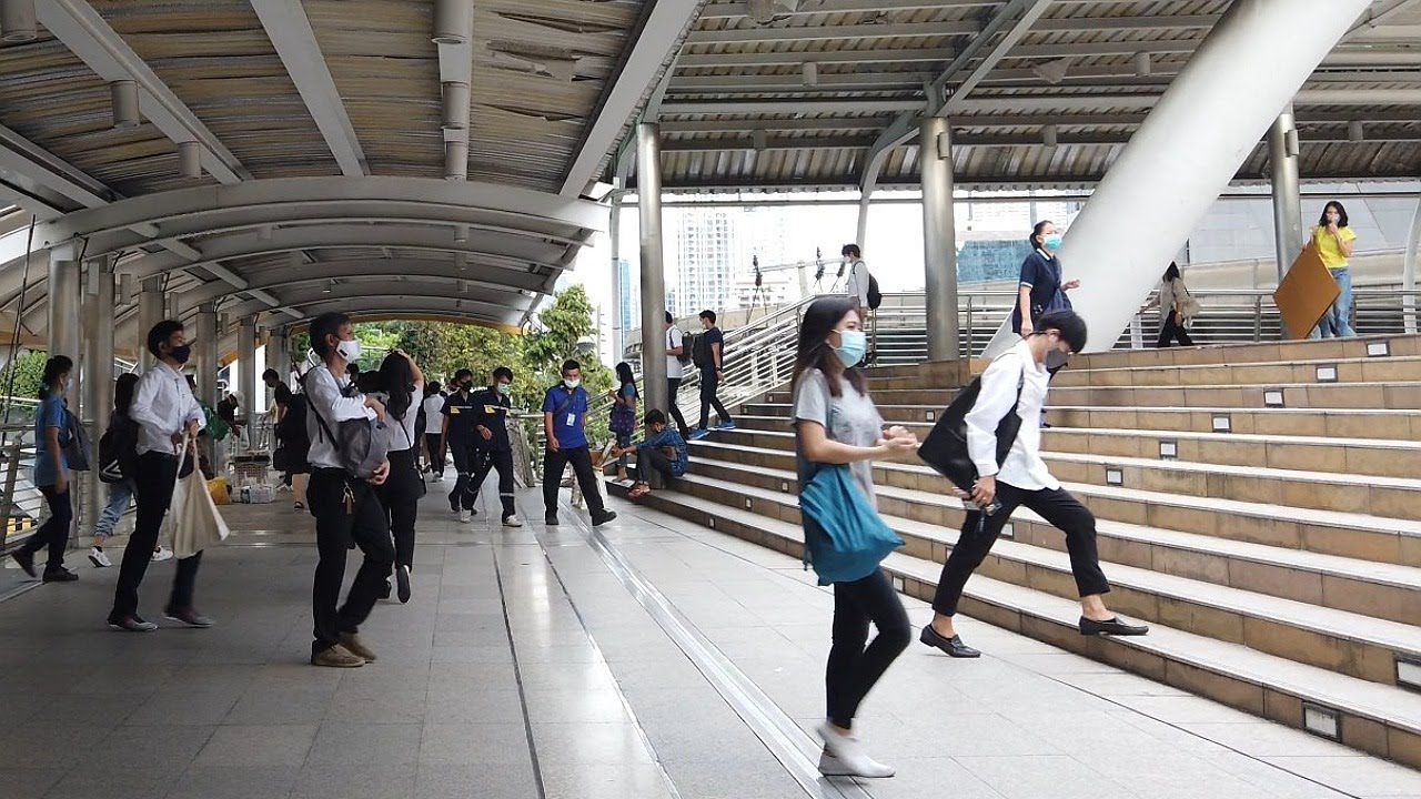 [4K] Morning Walk from Sathorn to Silom in Bangkok, Thailand