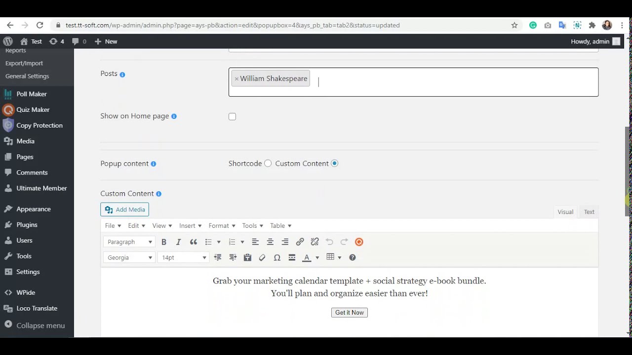Popup Box plugin General Overview