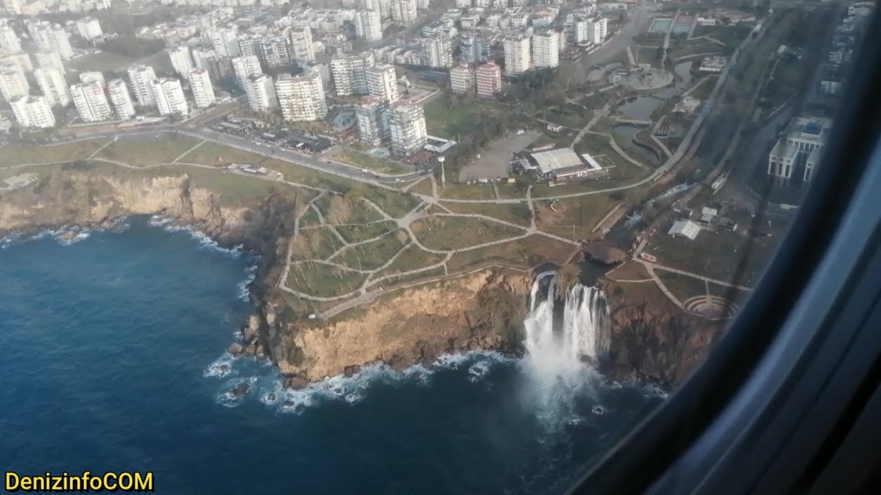U&ccedil;ak Kalkış Havadan Antalya Manzarası D&uuml;den Şelalesi