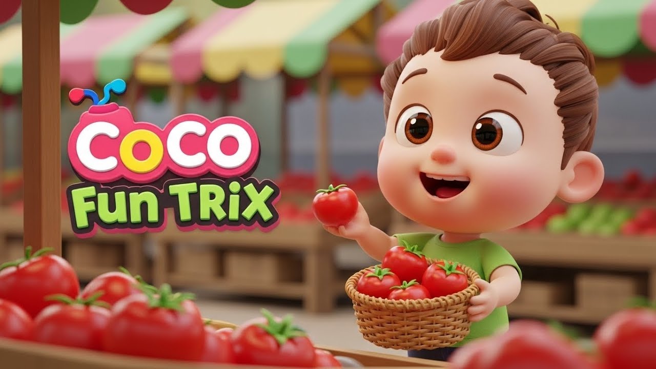 Tomato Song 🍅 | Fun 3D Cartoon Kids Nursery Rhyme | Learning Songs for Toddlers | coco fun Trix...