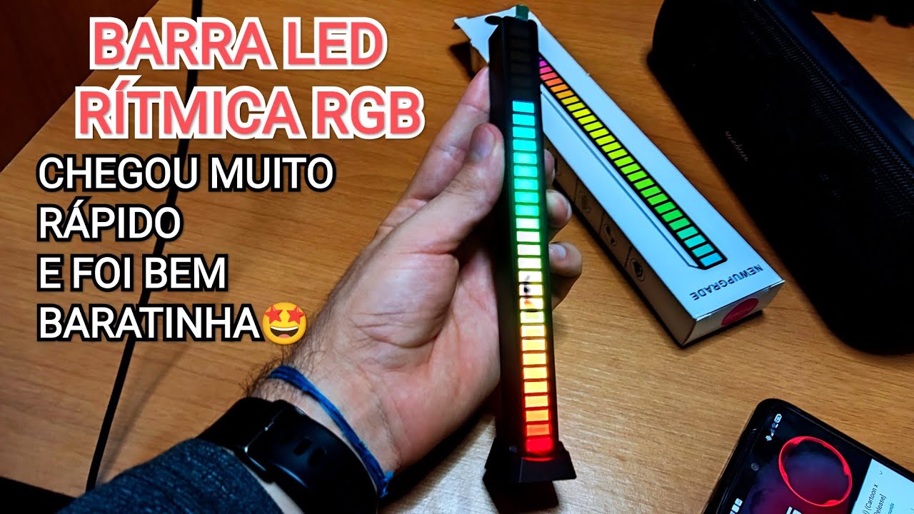 BARRA DE LED RÍTMICA RGB CHEGOU MUITO RÁPIDO E FOI BEM BARATINHA.