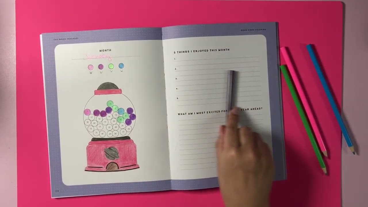 Week 3 - Mood Tracker ASMR January 2026 💖 Whispered, page sounds, coloring, tapping 
