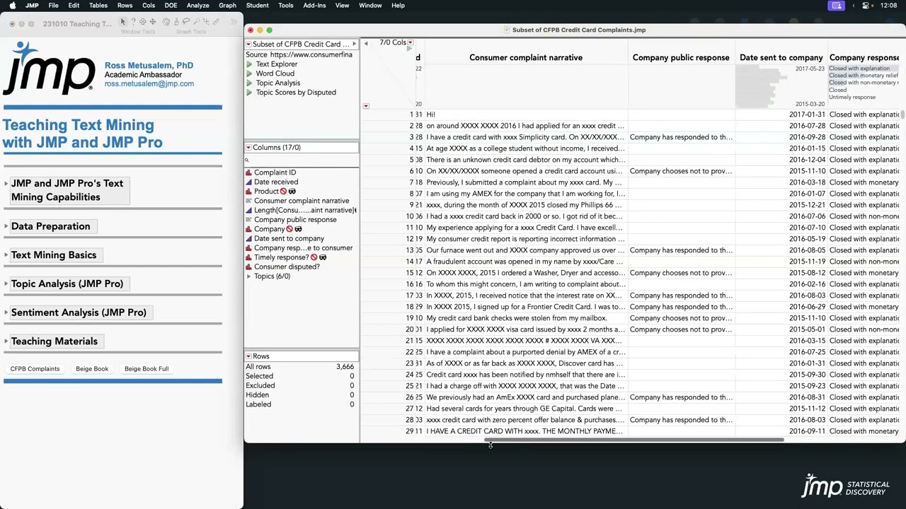 JMP Academic Webinar – Teaching Text Mining