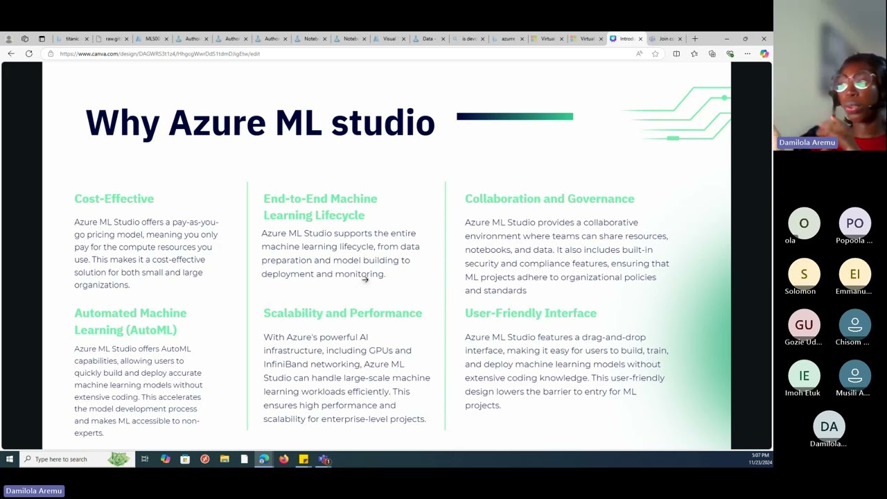 Introduction to Azure ML Studio and building your first machine learning model - Nov 23, 2024