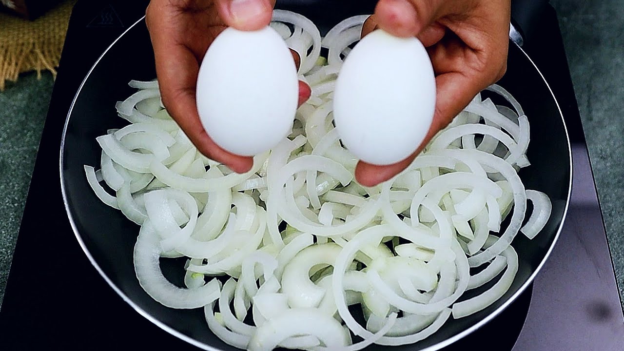2 Eier und Zwiebeln! Schnelles Fr&uuml;hst&uuml;ck oder Abendessen! G&uuml;nstiger und leckerer Snack!