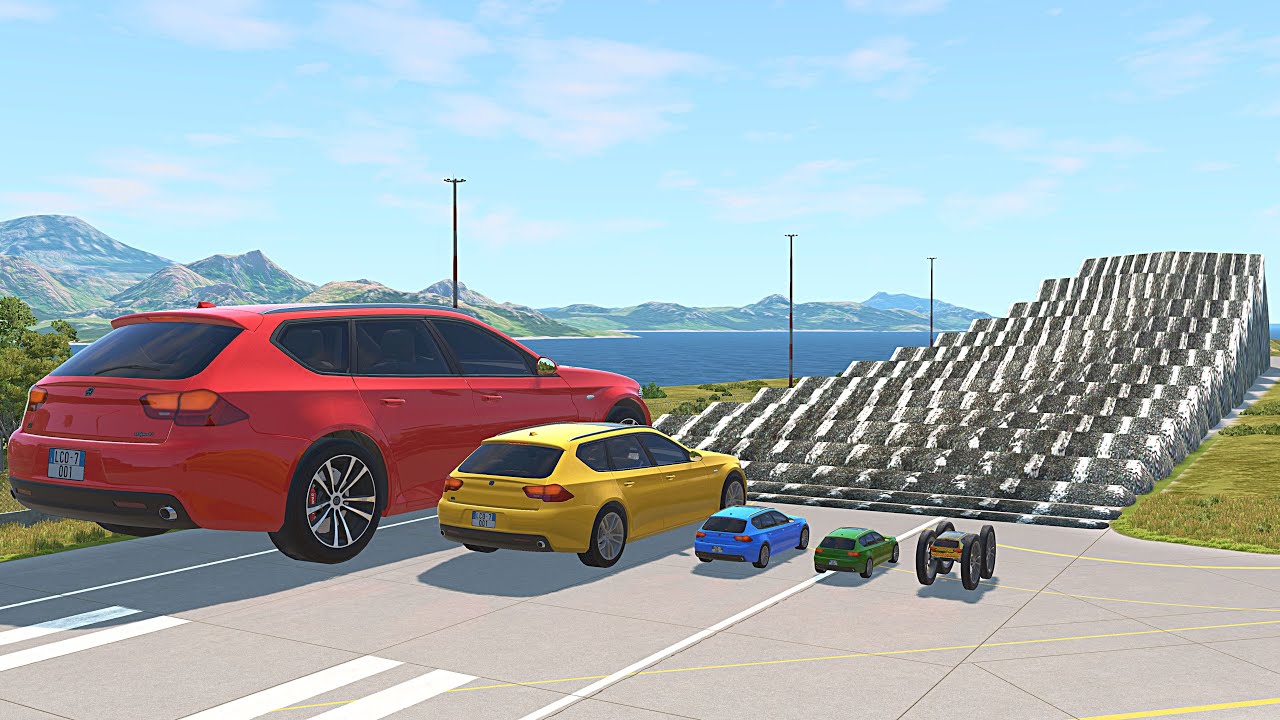 Giant Cars & Small Cars vs Speed Bumps - BeamNG.Drive