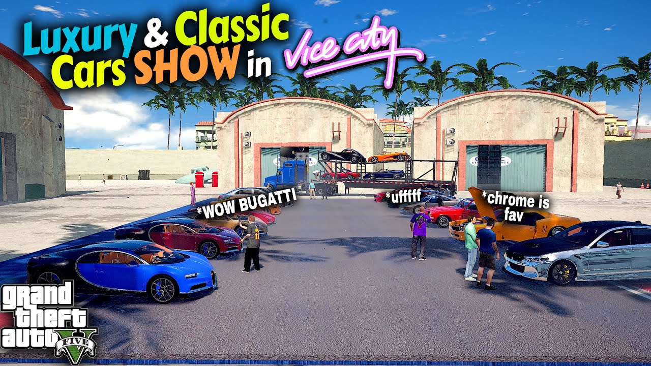 Classic and Luxury Modified CARS Show for Race Event in Vice City - Vice City Tour - GTA 5 Mods