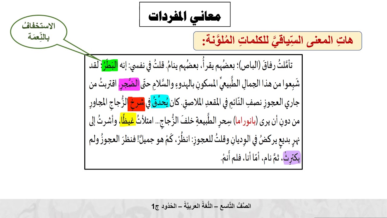 الصف التاسع   اللغة العربية   القراءة   الحدود 1