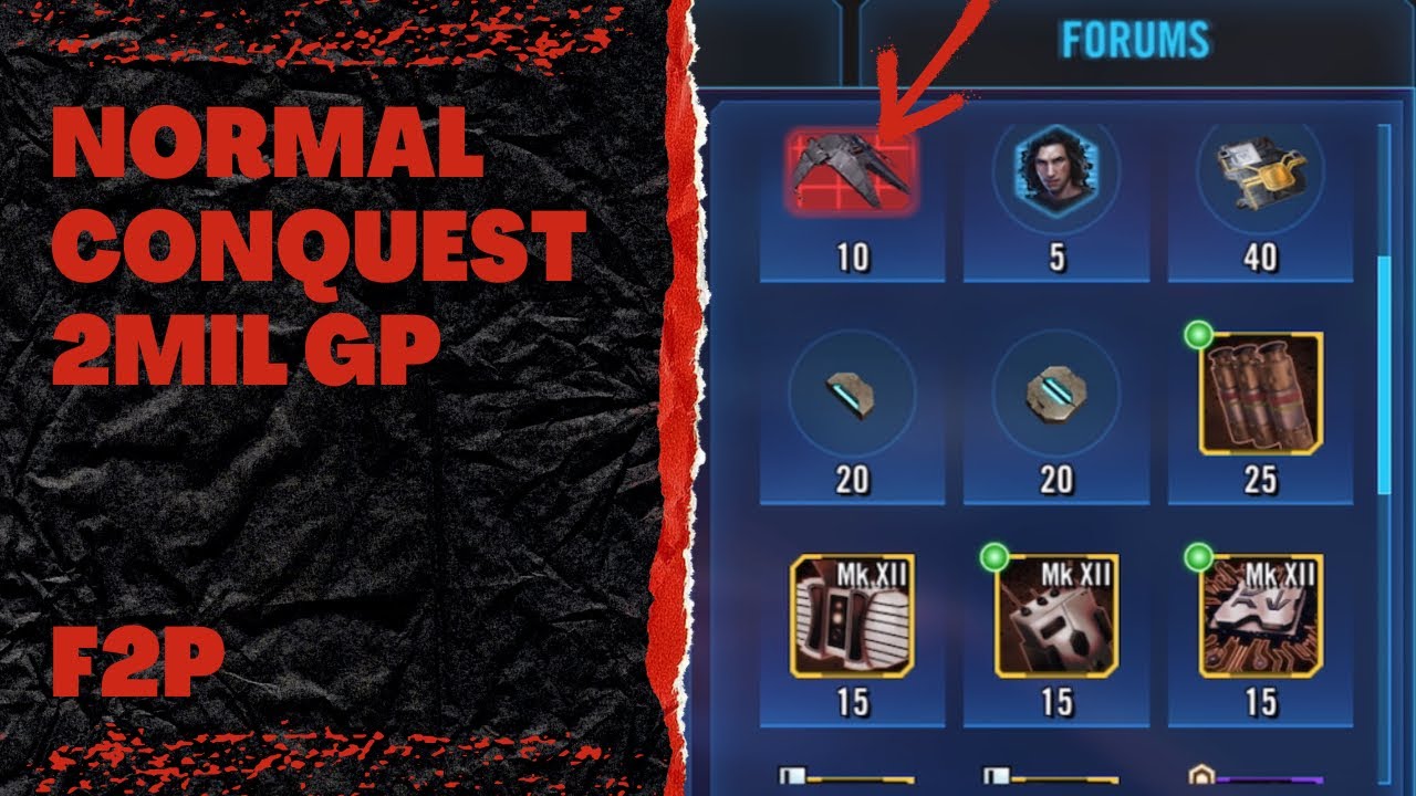 Normal Conquest is Rewarding prior to 4 million GP - SWGOH F2P