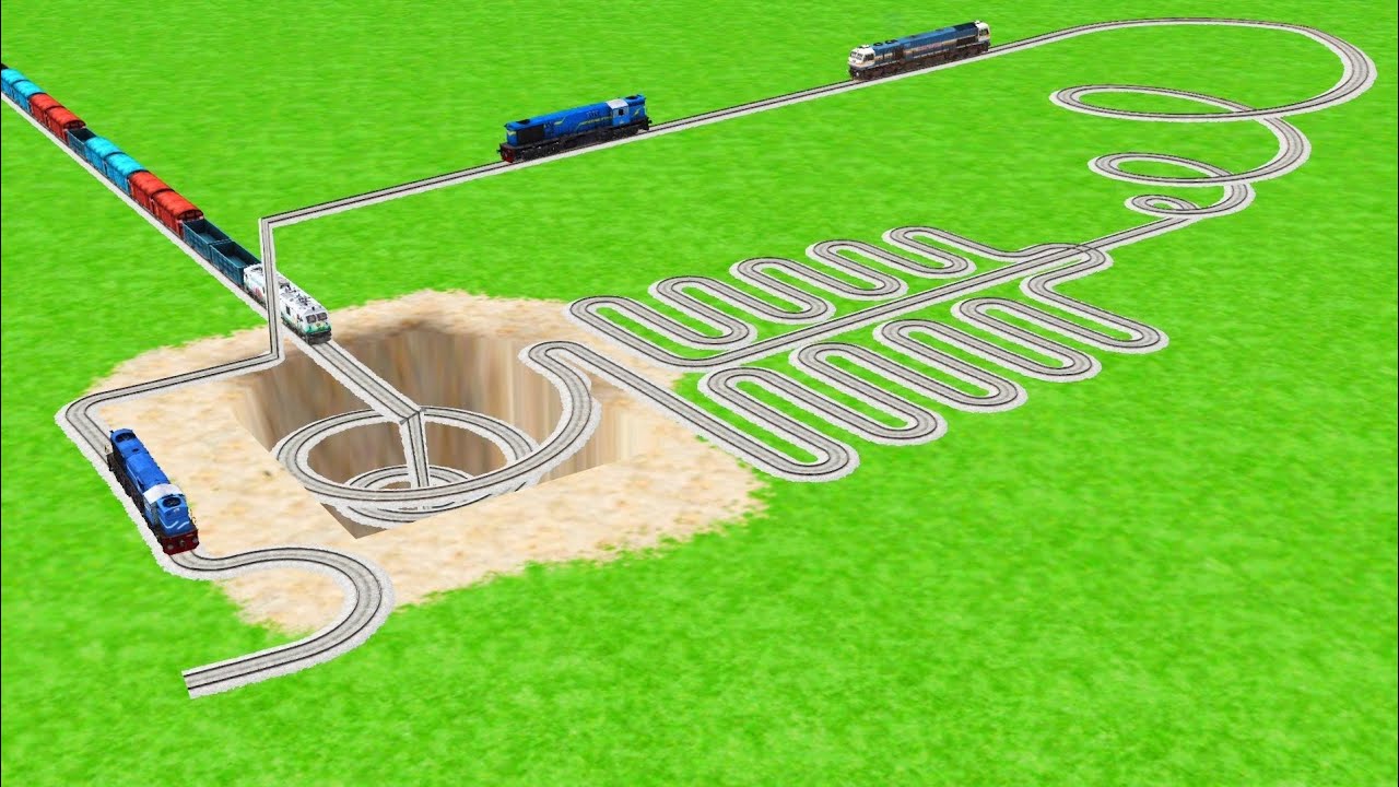 💖 ONE SAME TRACK FOUR TRAIN IMPOSSIBLE CROSSIN CIRCLES WITH U TRACKS  RAILROAD RAILWORK BEANG 