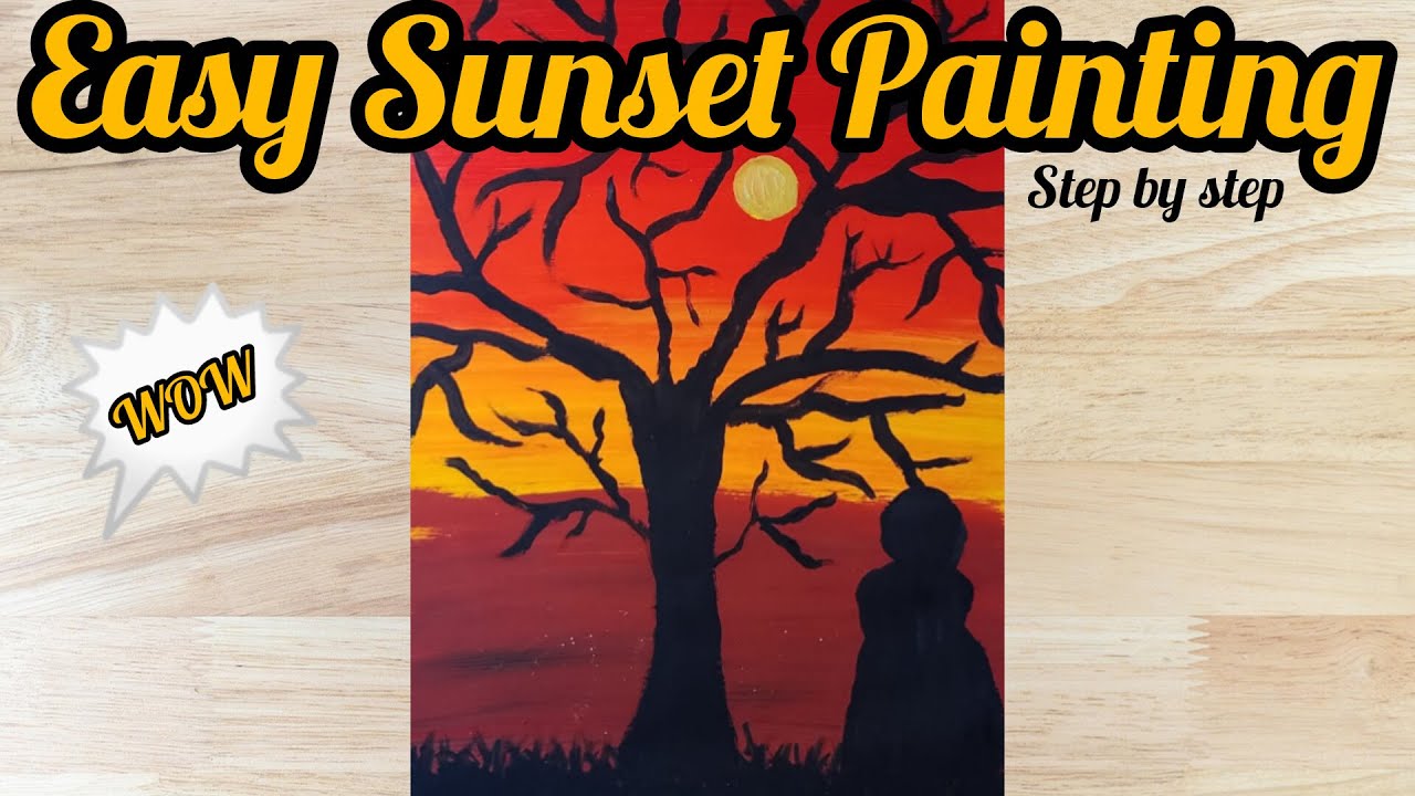 Easy Sunset Painting for Beginners | Step by Step Tutoria l