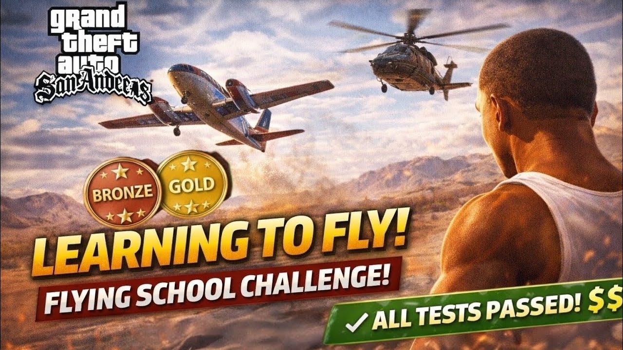 CJ Becomes a Pilot! ✈️ Learning to Fly Mission – GTA San Andreas All Tests Passed Gold Medal Part 63