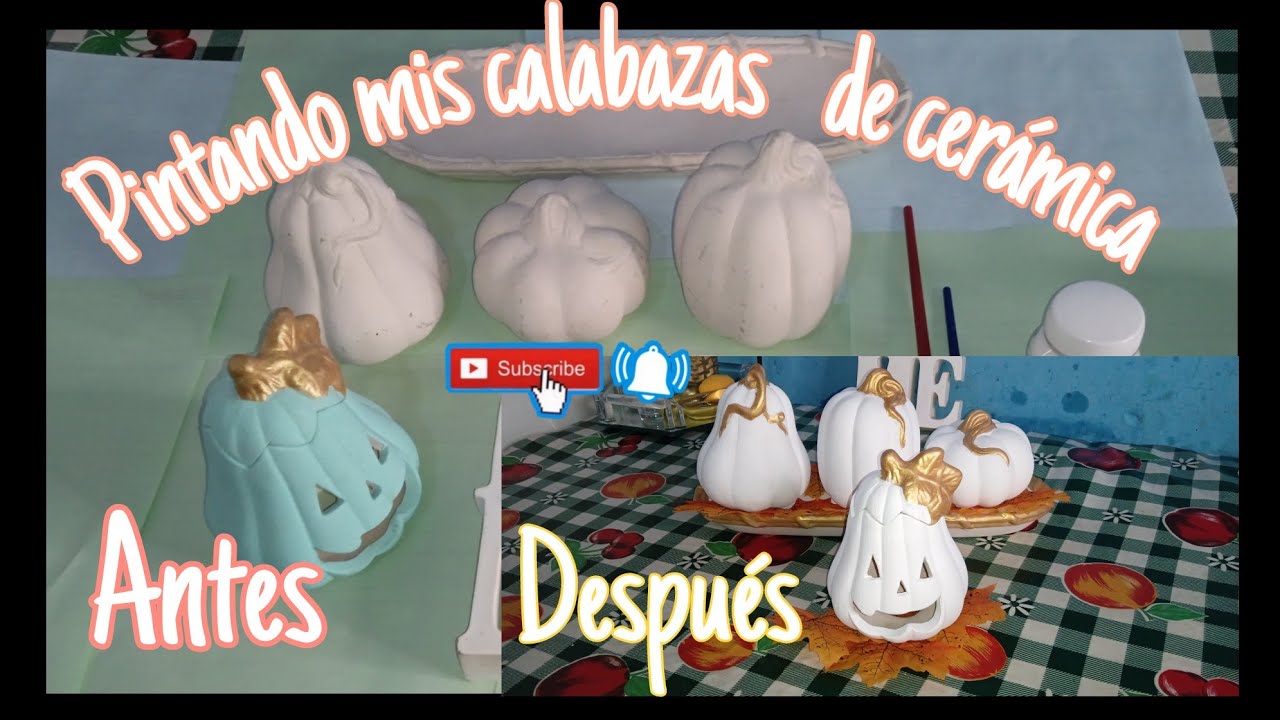 🍁pintando mis calabazas  de cerámica para otoño 🍂 2023