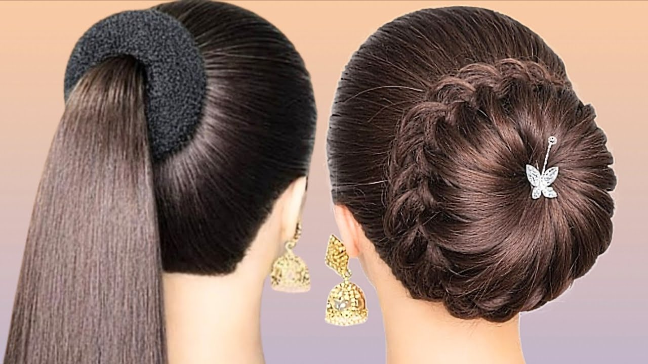 New Beautiful Simple Bun Hairstyle _ Neat & Clean Unique Bun Hairstyle Tutorial Wedding F Long Hair 