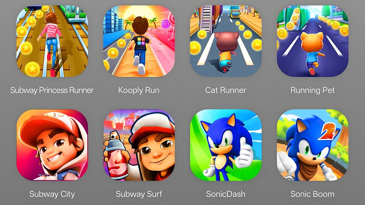 Subway Princess Runner, Kooply Run, Cat Runner, Running Pet, Subway Surfers City, Sonic Dash